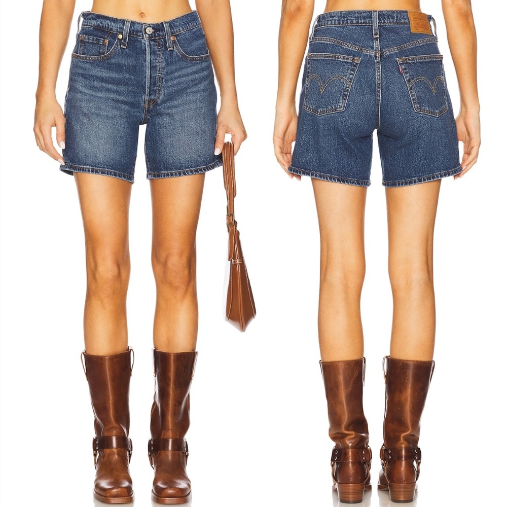 Levi's 501 Mid Thigh Shorts Dark Wash